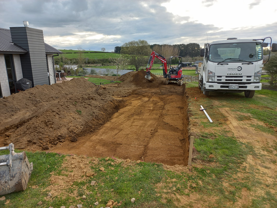 Excavated ground prepared for hardfill